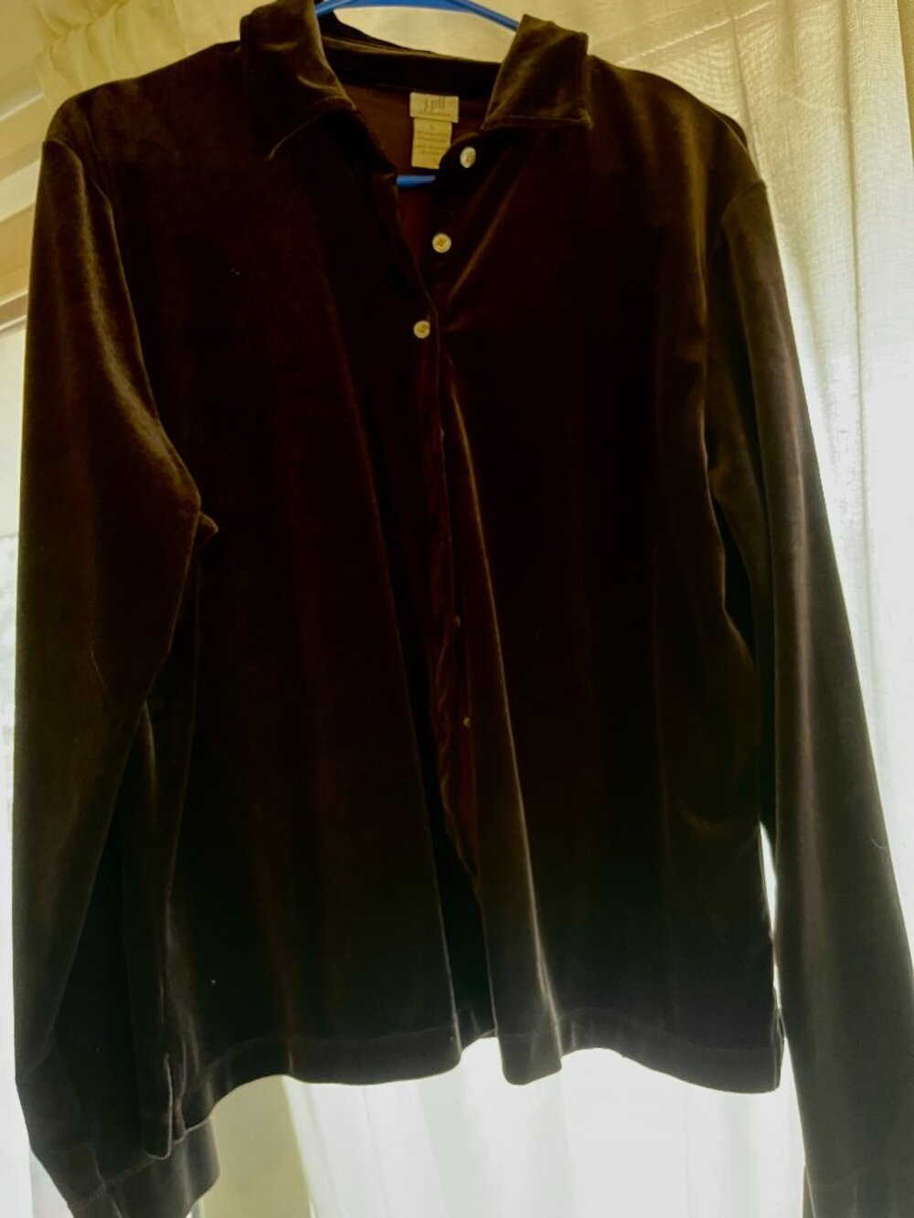J Jill Dark brown velvety soft velour blouse Sz. Large